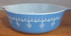 Vintage Pyrex Snowflake Garland Small Blue 1 Pint Casserole Dish #471