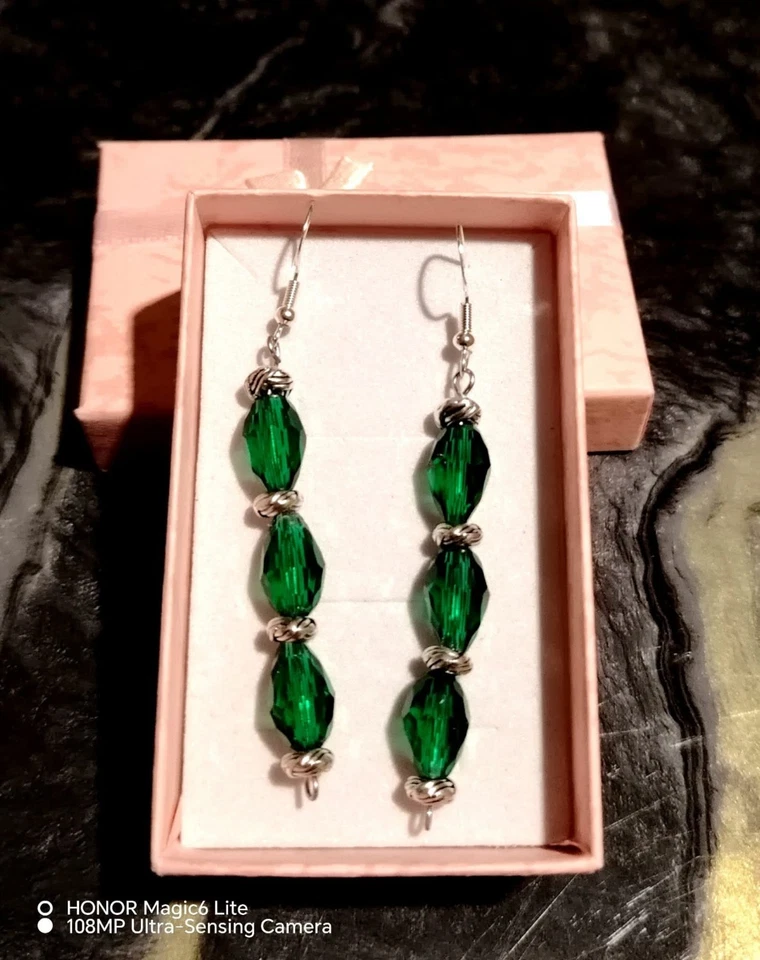 Orecchin In Cristallo Sfaccetto Di Vetro  Con Monachelle In Argento 925 Cadauno. - Immagine 4 di 4