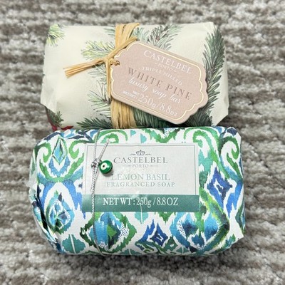 2 CASTELBEL 8.8oz Bar Soap Lemon Basil & White Pine Triple Milled Portugal