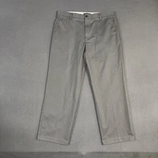 Dockers Khaki Pants Mens 36x30 Gray Classic Fit Flat Front Cotton Blend Twill