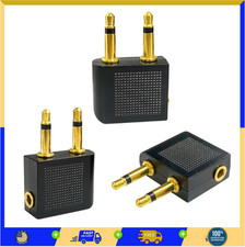 BlingKingdom 3 PCS Airplane Flight Headphone Adapter, Dual 3.5mm Male to 3.5mm