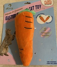 Cathaus Whimsy Rechargeable Move Groove Carrot Electric Plush Cat Toy Wiggles