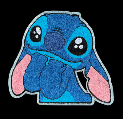   Blue Alien Chenille Patch   10x9 inches Cartoon Applique   Soft Embroidery  