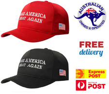 Donald Trump Hat 2025 MAGA RED BLACK  45-47 Cap Make America Great Again Aussi