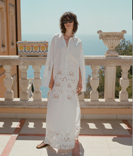 Nili Lotan Louanne Embroidered Eyelet Shirt Dress, 850 NWT, Medium 2402