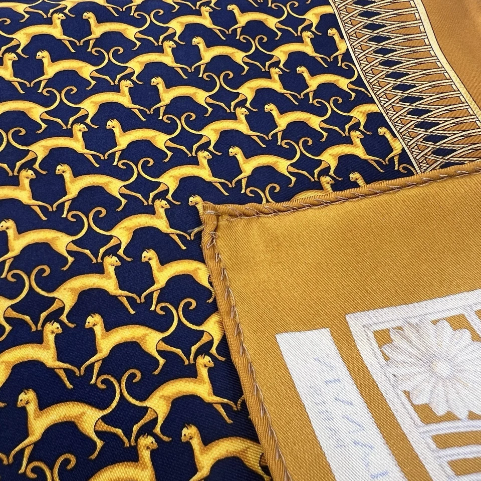 Blue/Gold Lanvin silk pocket square - Image 2 of 4