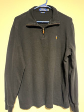 Polo Ralph Lauren Men  s Black 1/4 Zip Mock Neck Knit Pullover Sweater L