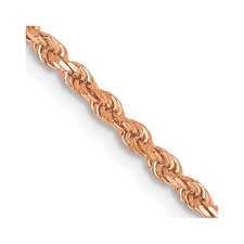 14K Rose Gold 2mm Diamond-cut Rope with Lobster Clasp Chain Necklace 16" 6.1gm