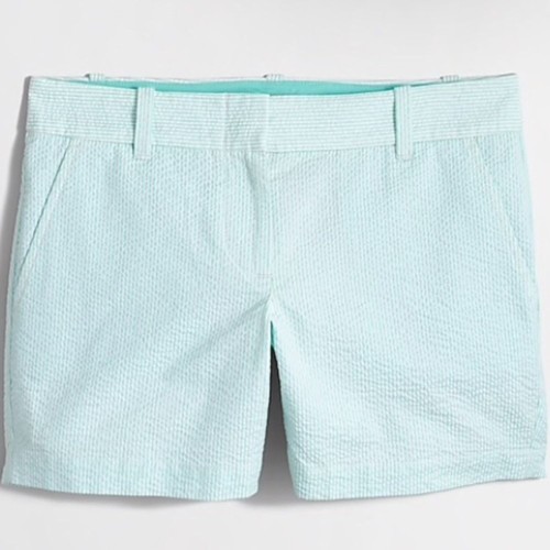 J. Crew Factory Mint Green & White Seersucker Striped 100% Cotton Shorts Size 6
