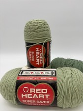 Red Heart Super Saver Yarn 3 Skeins Worsted Weight 4 Ply Acrylic Green Craft