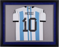 Lionel Messi Argentina National Team Framed Autographed 2022-23 Home Jersey
