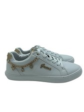 Guess Blanco Moda Zapatillas bajas con cordones Zapatos Cadena Dorada Para Mujer Talla 8.5