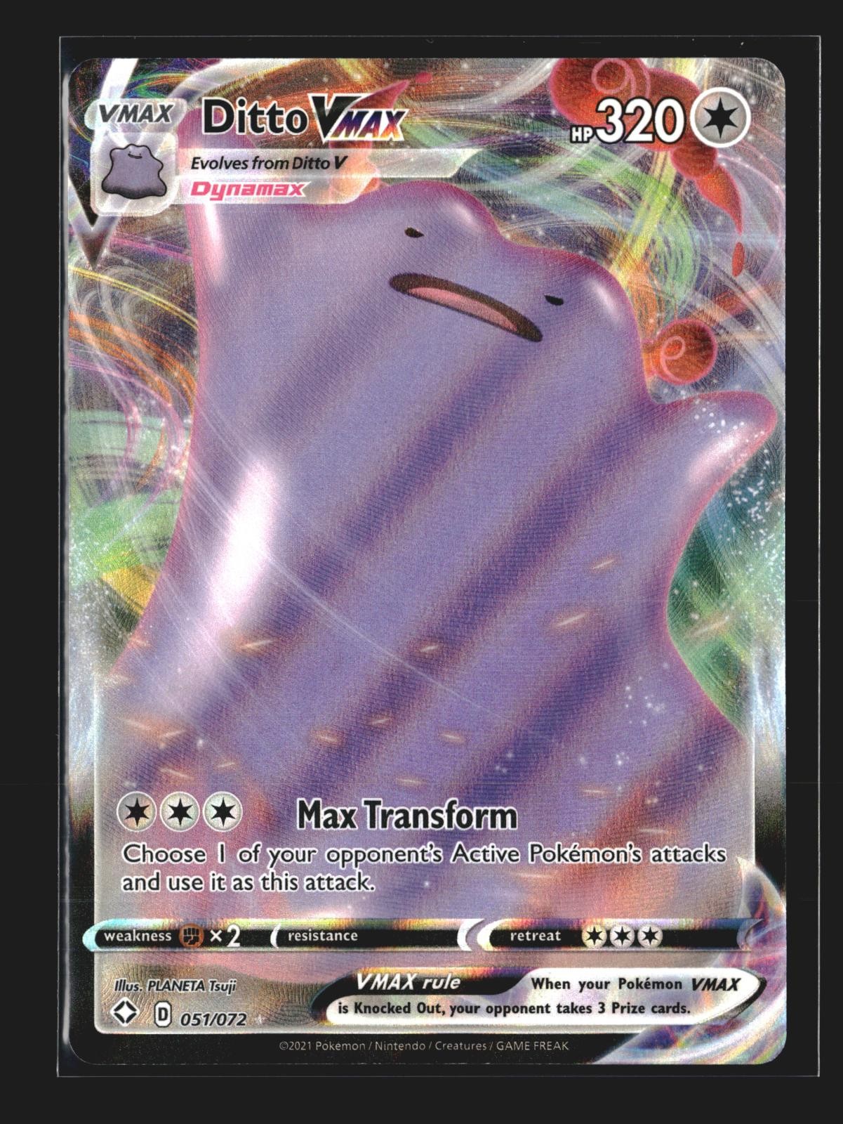 Ditto VMAX 051/072 Holo Ultra Rare SHF Shining Fates 2021 Tsuji NM