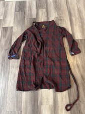 Vintage Pendleton Virgin Wool Robe Tartan Red Plaid Belted Trench RARE Medium