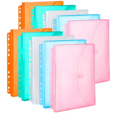 10 Pack Assorted Color Expandable Poly Binder Pocket, 3/4-inch Gusset, Letter...