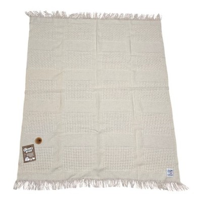 Faribo County Fair Wool Throw Blanket 50x60 Ivory USA Vintage Afghan Wool