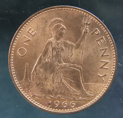 Great Britain, One Penny, 1966 coin,#2, Higher Grade - Image 1 of 2