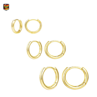 Alexcraft 3 Paar Creolen Gold Ohrringe Damen 14 Karat Schmuck Huggies