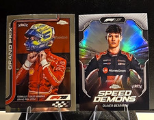2025 Topps Chrome F1 Oliver Bearman Speed Demons Refractor & Base RC Haas
