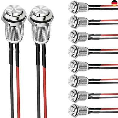 VISSQH 10pcs 12mm taster wasserdicht,Metall Drucktastenschalter ?Edelstahl,12V