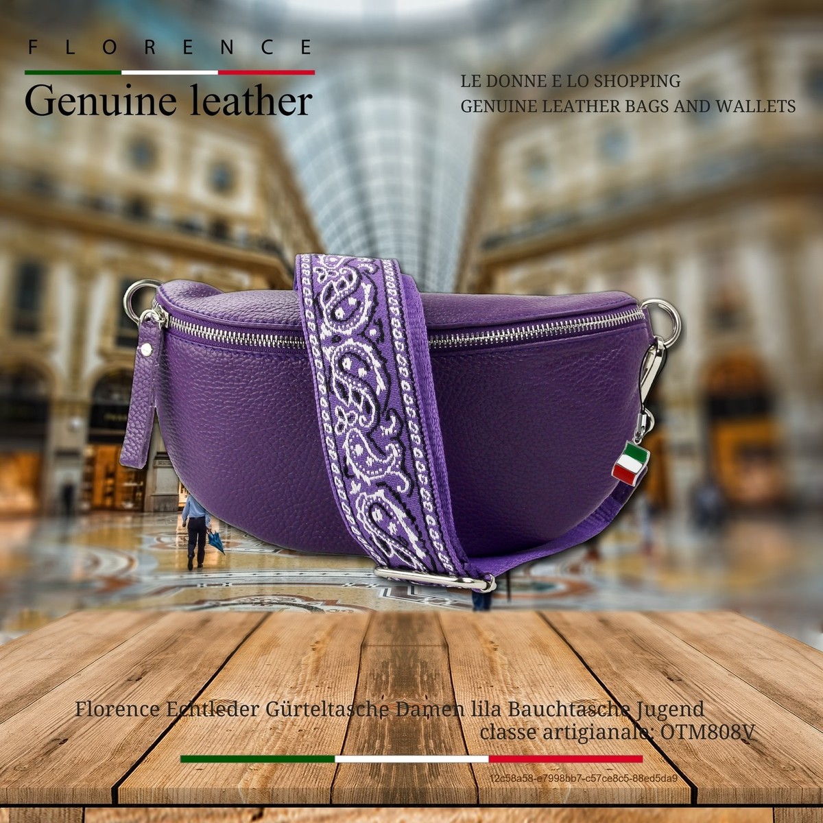 Sac Banane Florence — Cuir Véritable Orange — Taille Moyenne — Made In Italy