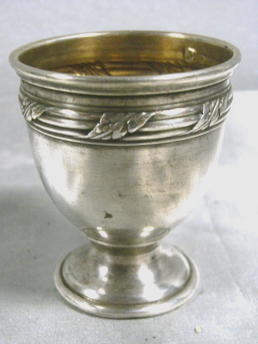 ANCIEN COQUETIER ART-DECO EN METAL ARGENTE ( Poinçons ) EXCEL . ETAT