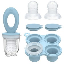 2 Sets KingKam Breastmilk Popsicle Molds Baby Food Feeders Baby Fruit Blue