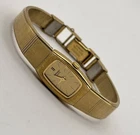 Seiko Tank Watch Women 13mm Champagne Dial Gold Tone Rectangle 2e20-5139 #8.7
