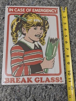 In Case of Emergency BREAK GLASS Steven Rhodes 8.5x11'' Metal Sign NEW SEALED