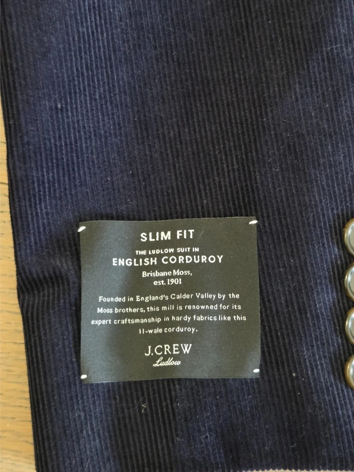 J. Crew - Мужская Slim Fit Ludlow вельветовый костюм - размер 38S/30 - Изображение 3 из 4