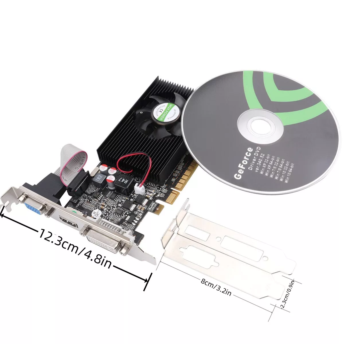 SAPLOS GT 730 4GB DDR3 128-bit, Low Profile Graphics Card, HDMI, DVI, VGA,  PC Video Card, Computer GPU for Working, Low Power, PCI Express x16, 2K