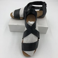 Gino Ventori Open Toe Sandal in Black Leather w Zip Closure Size EU37 US6 UK3.5