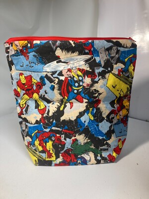 Vintage Marvel Comics Avengers Super Heroes Tote Bag 12''x13'' Thor Spideman Iron