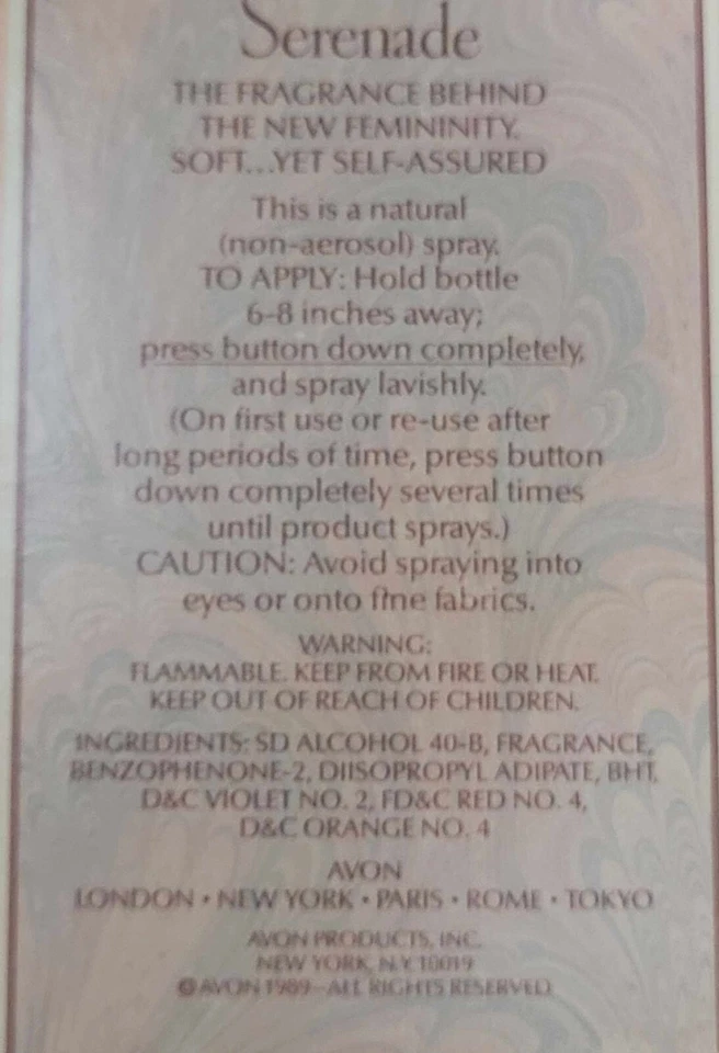 Avon SERENADE Colonia Spray 1.5oz Nuevo en Caja ~ ENVÍO AL DÍA SIGUIENTE ~ Precioso De Colección Foto 4 de 4