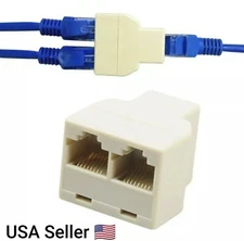 1PC 1 To 2 Ways LAN Ethernet Cord Network Cable RJ45 Female Splitter adapter