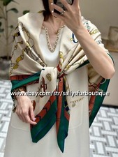 Sallys Boutique 70 Cashmere 30 Silk Wrap Scarf Chain Print 2 Face Shawl 53"