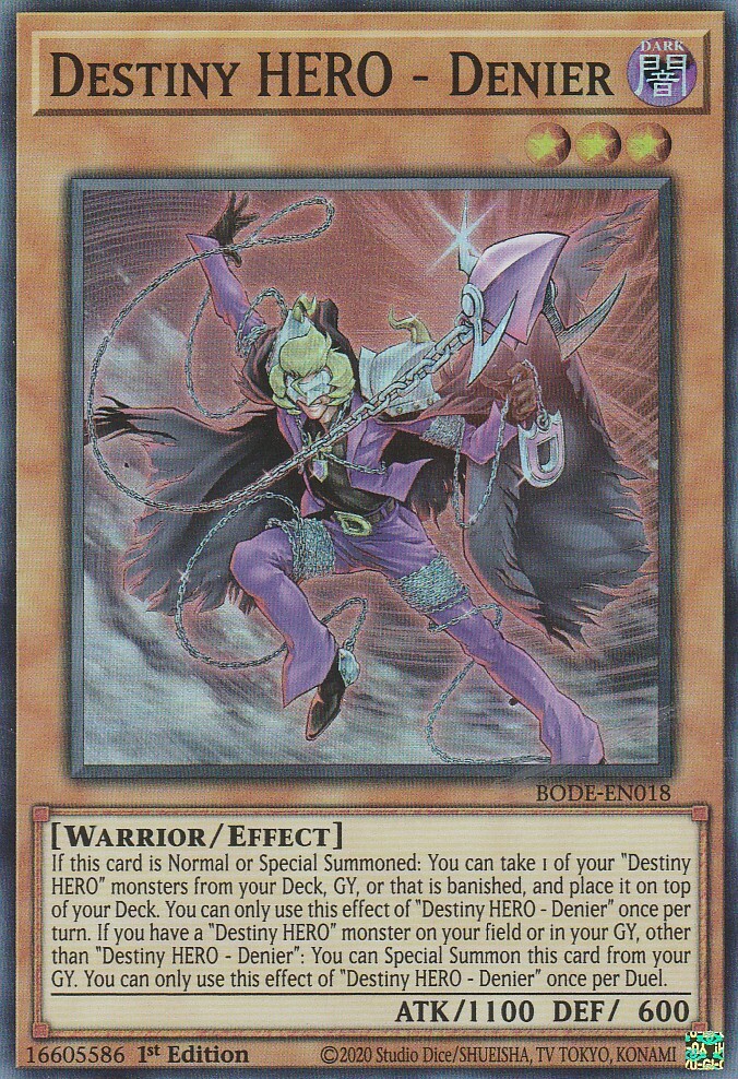 YUGIOH HOLO CARD 1 X DESTINY HERO DENIER BODE-EN018 1ST EDITION | eBay