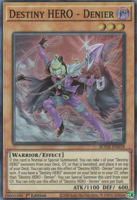 YUGIOH HOLO CARD 1 X DESTINY HERO DENIER BODE-EN018 1ST EDITION | eBay