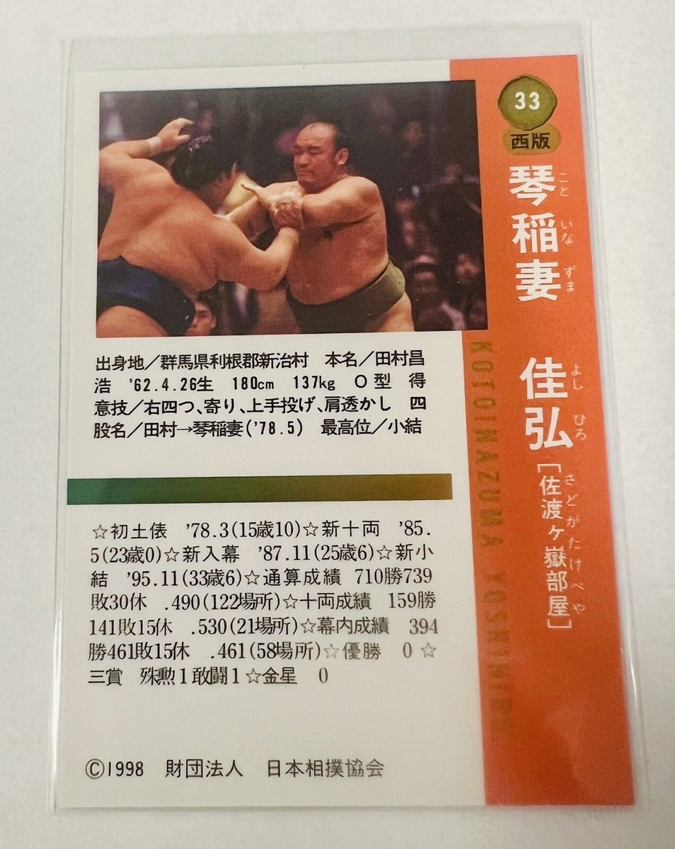 Kotoinazuma Yoshihiro- BBM Sumo Wrestler Trading Card 1998 Japan
