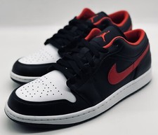 NEW Nike Air Jordan 1 Low Black Fire Red White Toe 553558-063 Men s Size 10