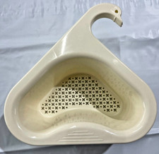 Kitchen Sink Rack Strainer Basket Filter Swan Shaped Drain Ivory 2pcs