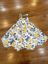 Little Girl Blue Yellow And White Floral Assymetrical Sundress