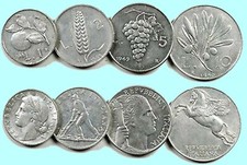 1-2-5-10 Lire dal 1948 al 1950 Arancia-Spiga-Uva-Ulivo