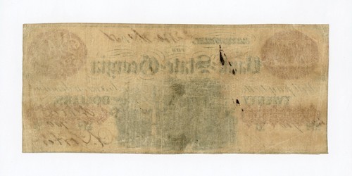 1856 $20 The Bank of the State of GEORGIA Note (at Athens Branch) - Picture 2 of 2