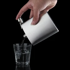 7oz Pocket Flask with Funnel Stainless Steel Portable Wine Pot 190ml 