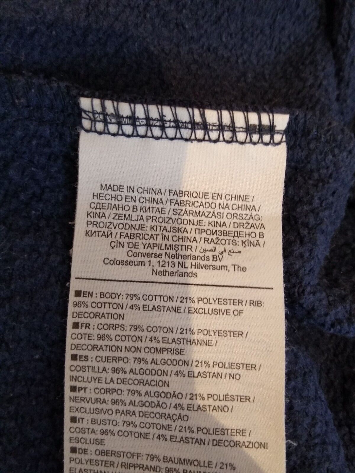 Converse All Star blue 79% cotton Sweatshirt. UK men's size Large thumbnail 9