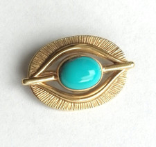 Brosche als Auge mit Türkis