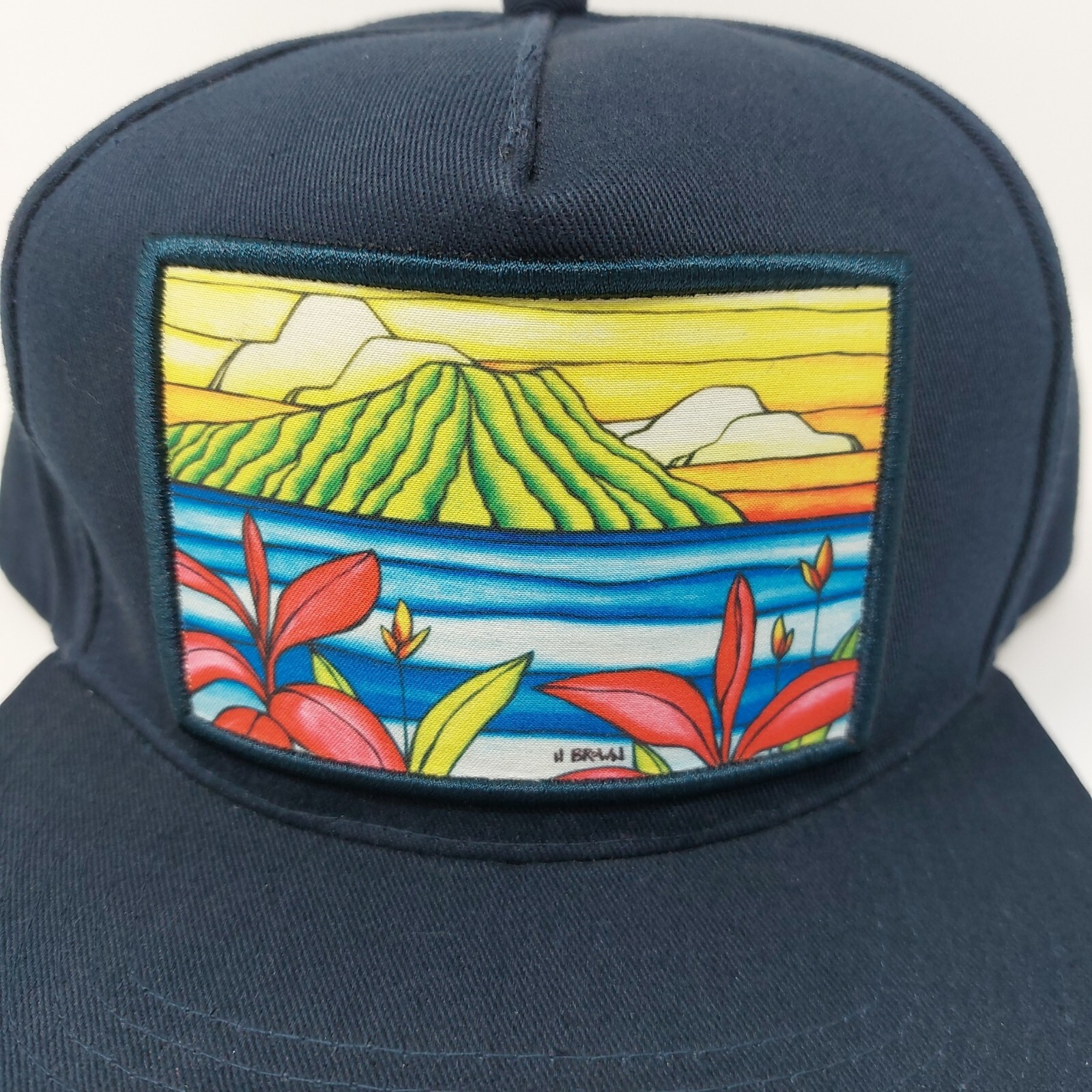 Heather Brown Art Large Patch Snapback Trucker Ha… - image 3