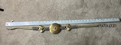 Vtg Metal Art Belt Steel Copper Medallions 31\