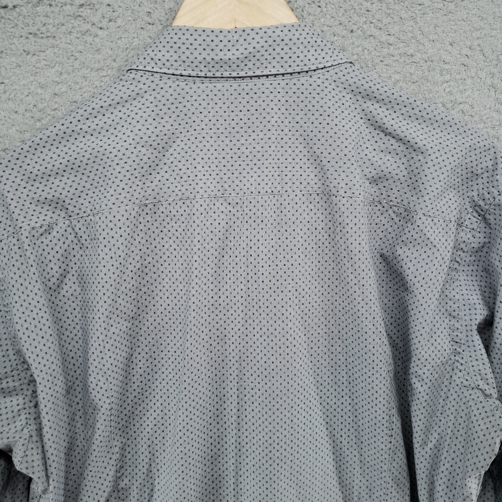 HUGO BOSS Ridley_36F Dress Shirt Mens L Slim Fit Gray Dot Check Egyptian Cotton